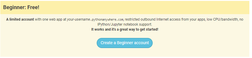 PythonAnywhere Beginner Tier